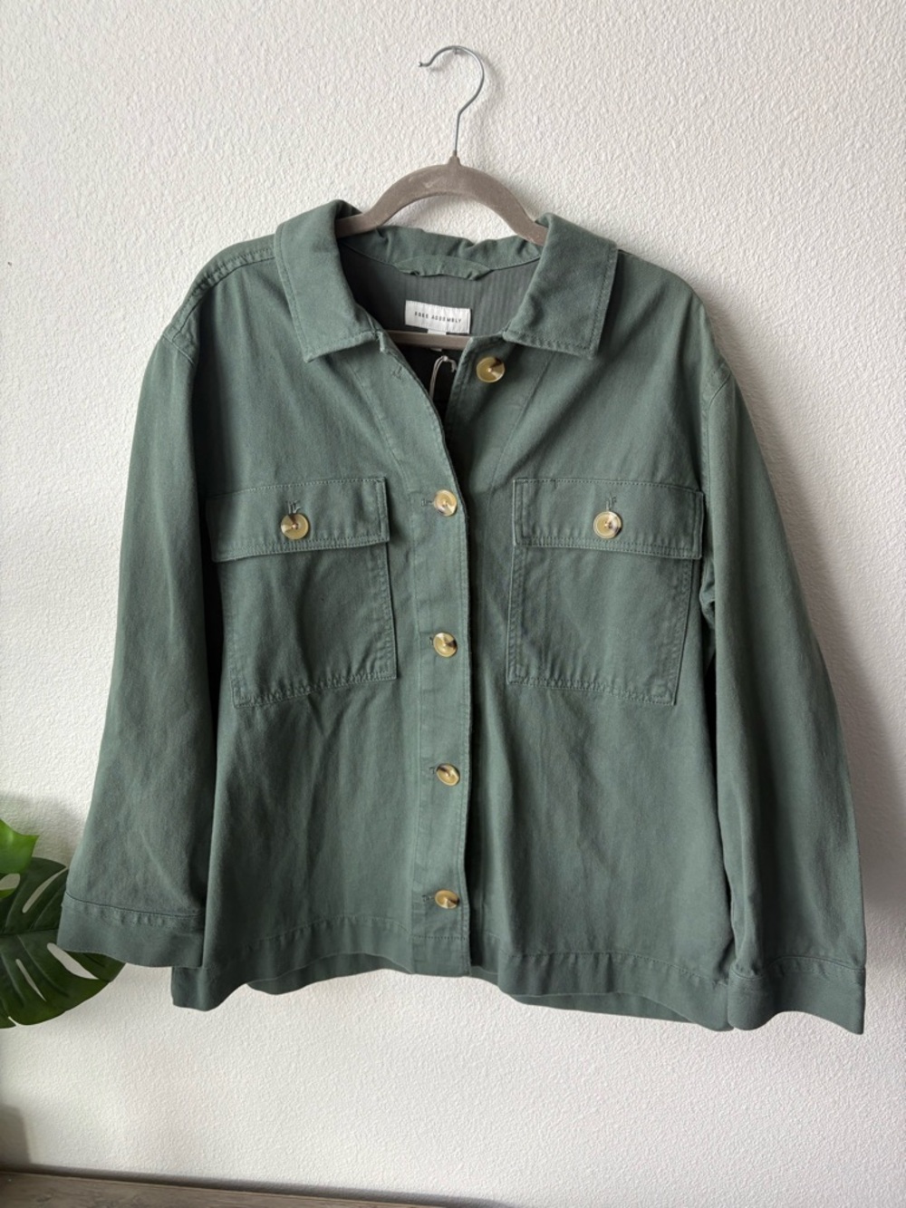 Utility Button-Front Jacket in Olive